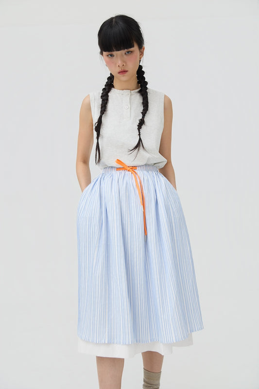 FUTAE SKIRT - BLUE SEERSUCKER - BEV C multi label store