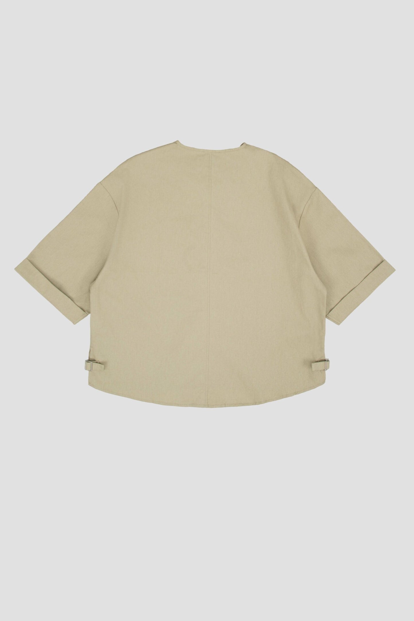 Gender Neutral Collarless Half-Zipper Shirt (Beige) - BEV C multi label store