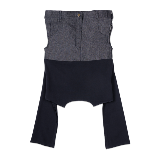 DENIM DRAPE TOP - BLACK