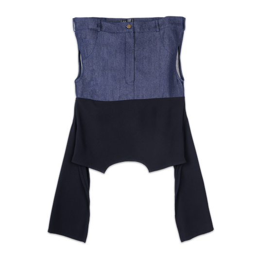 DENIM DRAPE TOP - BLUE