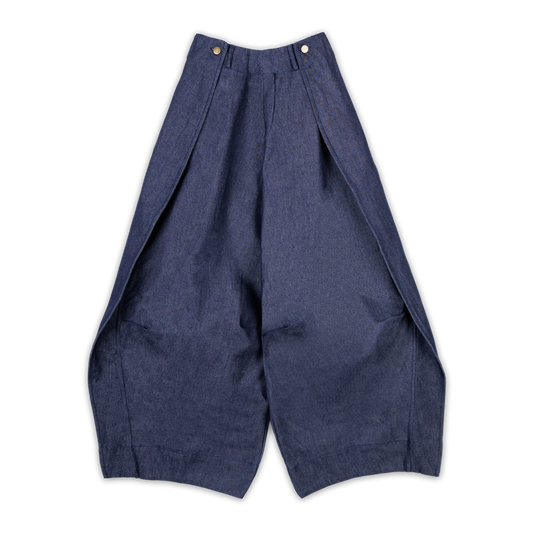 DENIM FOLD PANTS - BLUE
