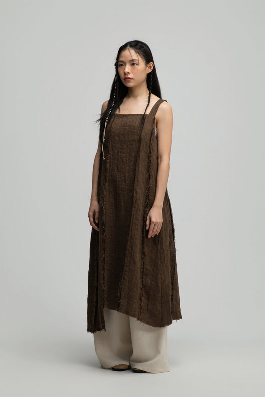 Square Neck Raw Hem Cami Dress (Brown) - BEV C multi label store