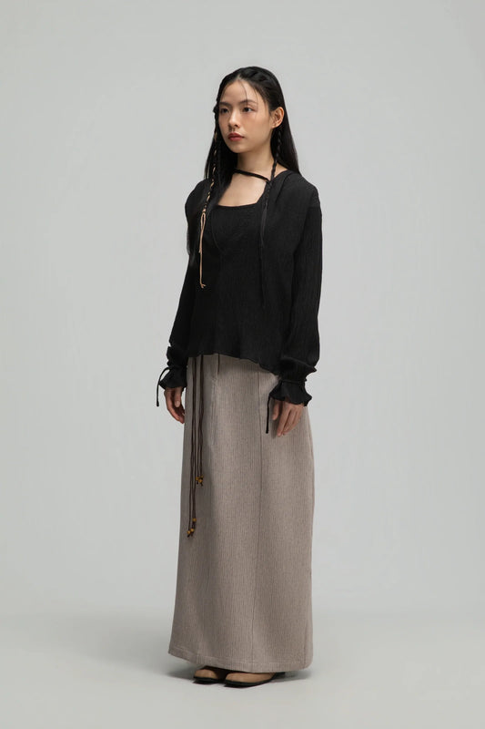 Deep V-Neck Blouse + Cami Top Set (Black) - BEV C multi label store