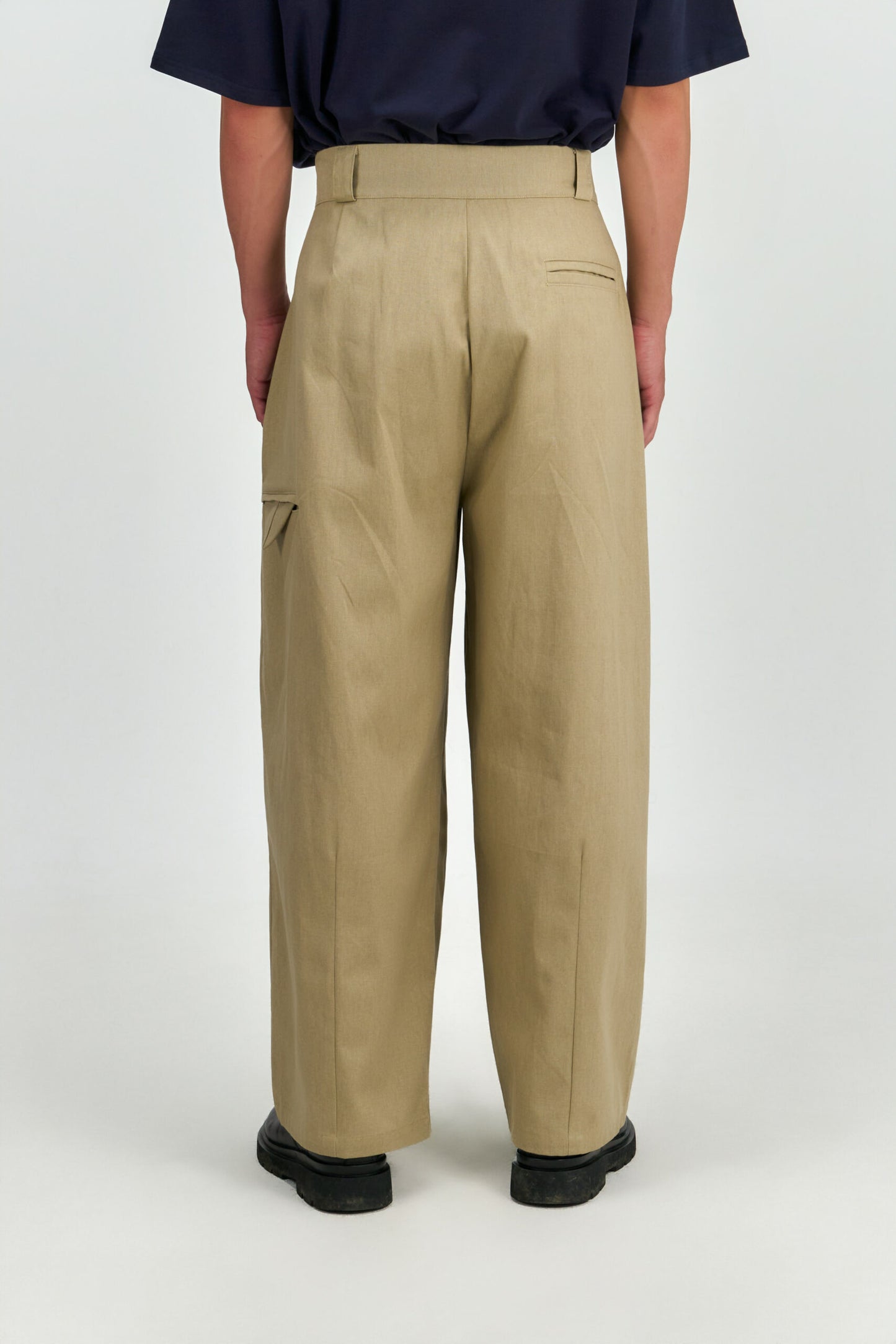 Gender Neutral Double Belted Long Trousers (Beige) - BEV C multi label store
