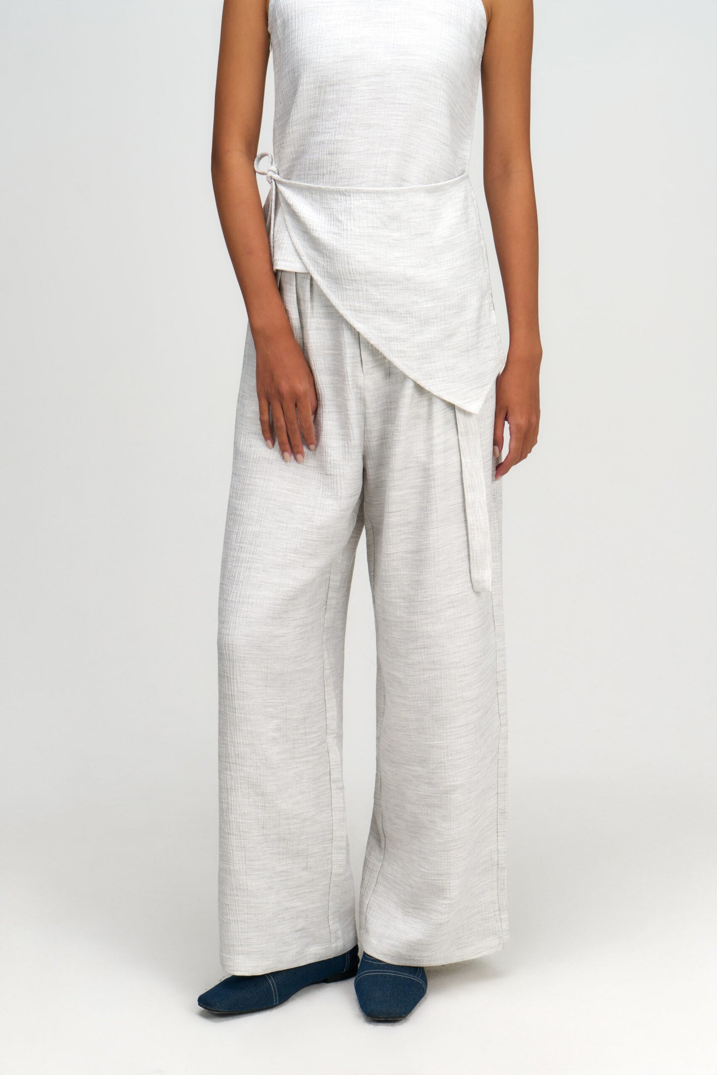 Tri Pleated Belted Trousers (Grey) - BEV C multi label store