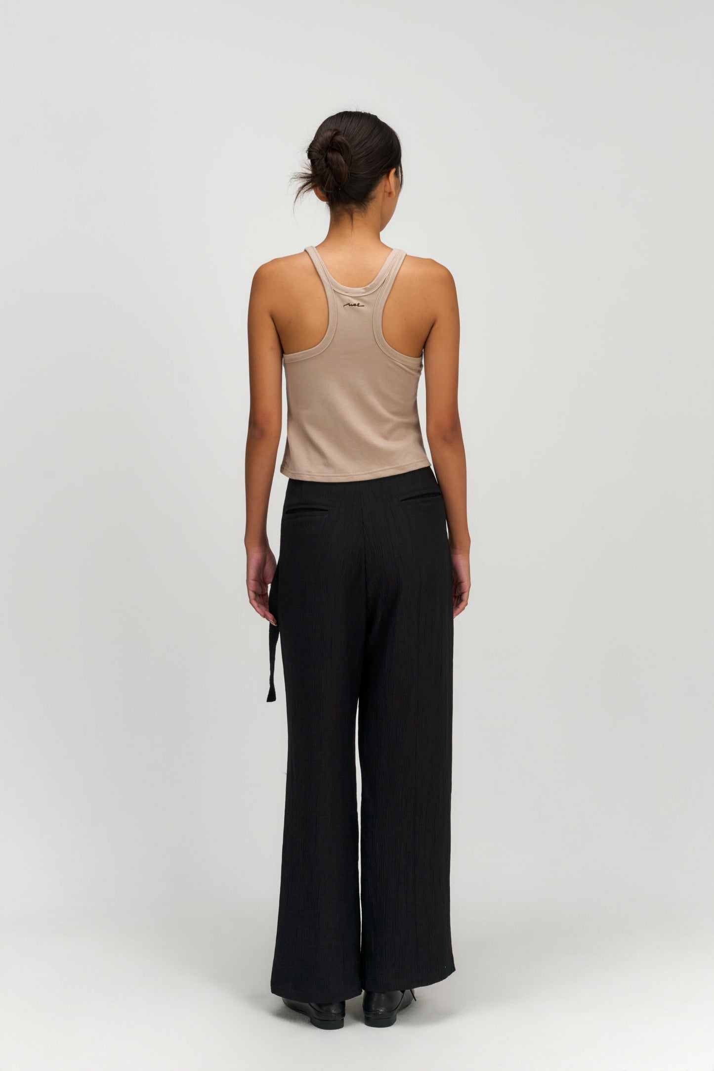 Tri Pleated Belted Trousers (Black) - BEV C multi label store