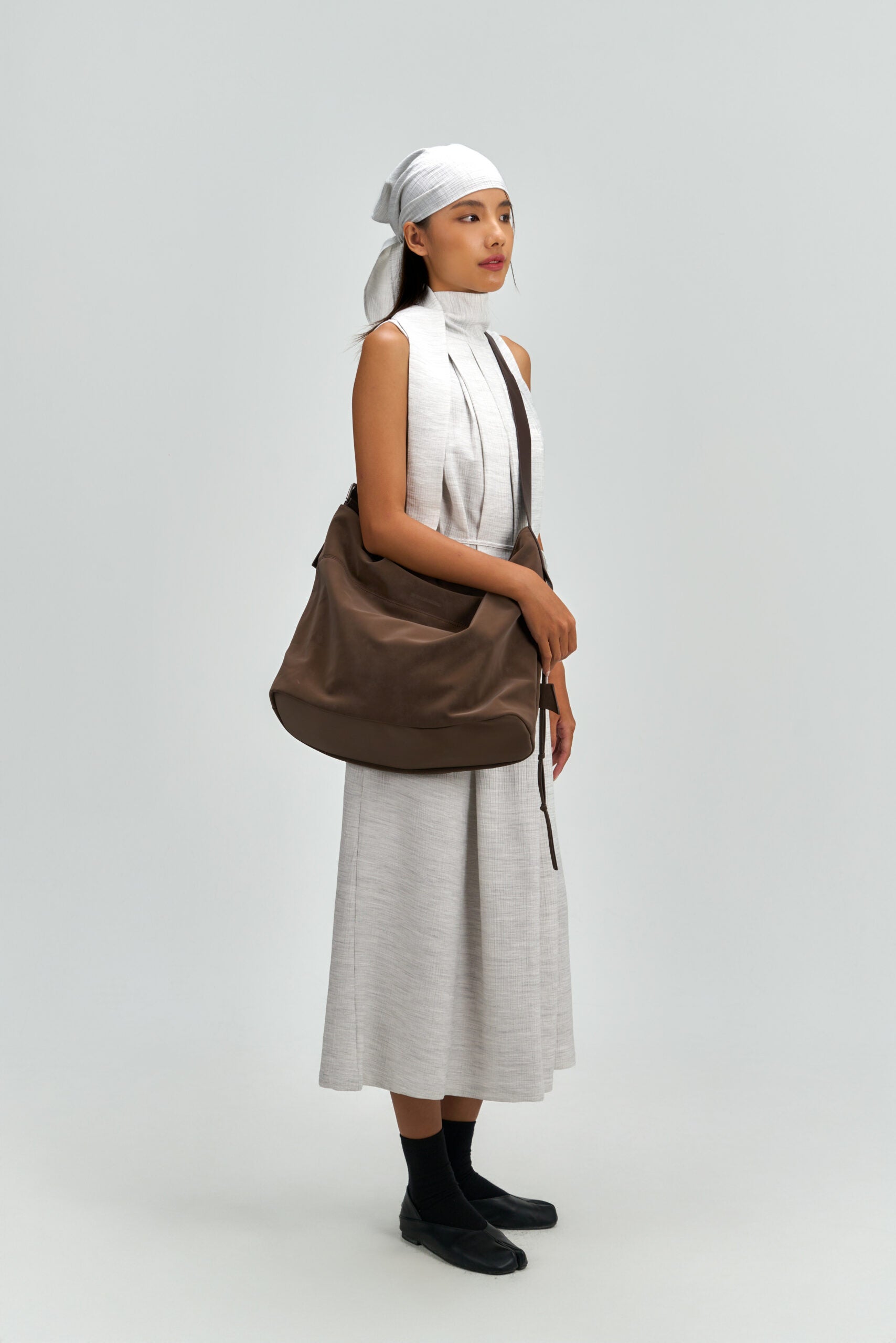 Pleated High Neck Scarf Dress (Grey) - BEV C multi label store