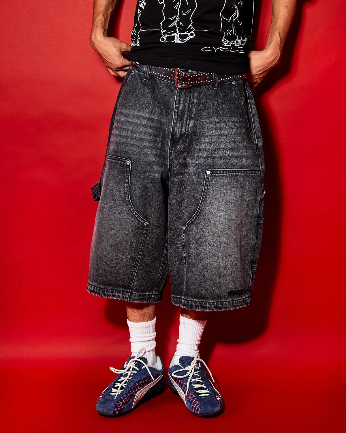 D. KNEE MONEY SHORTS DENIM BLACK
