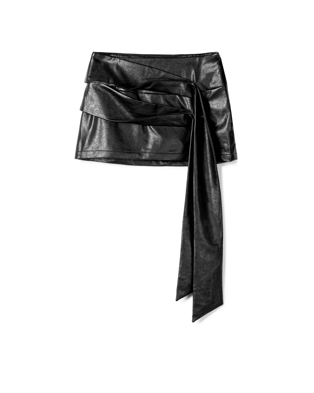 Vol.3 Ch.2 Asymmetrical Drape-Tie Mini Skirt - Black - BEV C multi label store