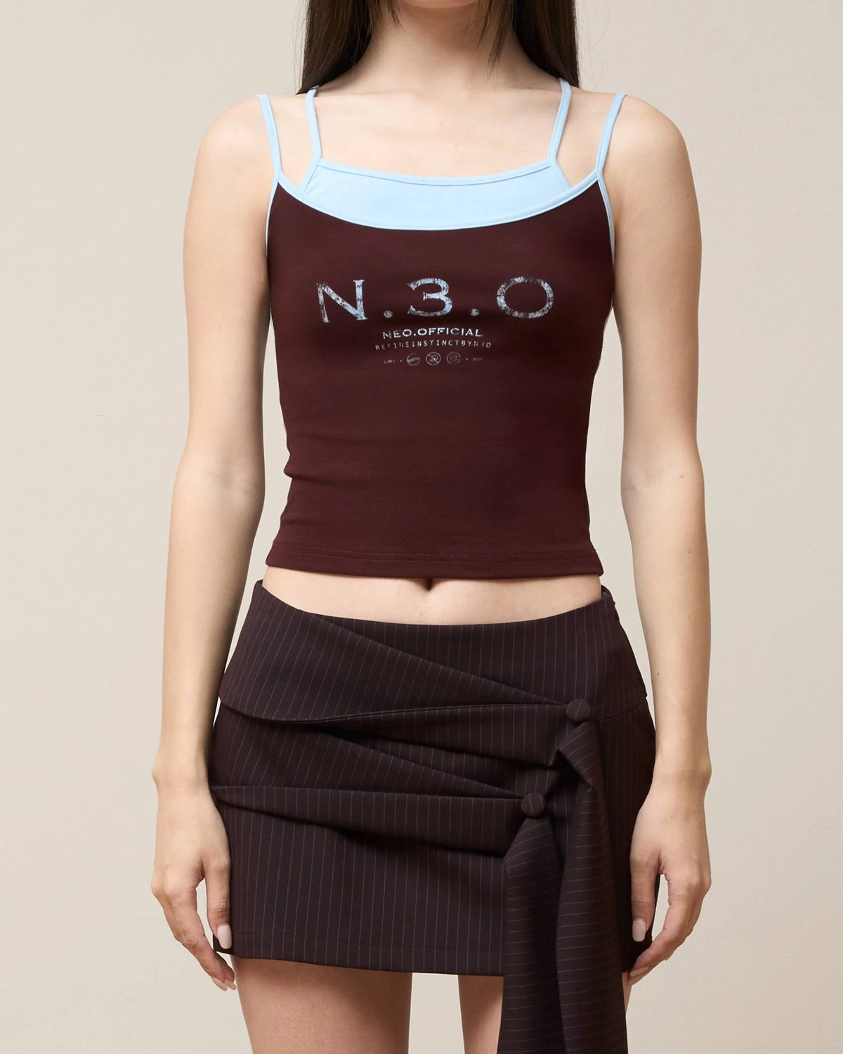 Vol.3 Ch.2 Asymmetrical Drape-Tie Mini Skirt - Burgundy - BEV C multi label store