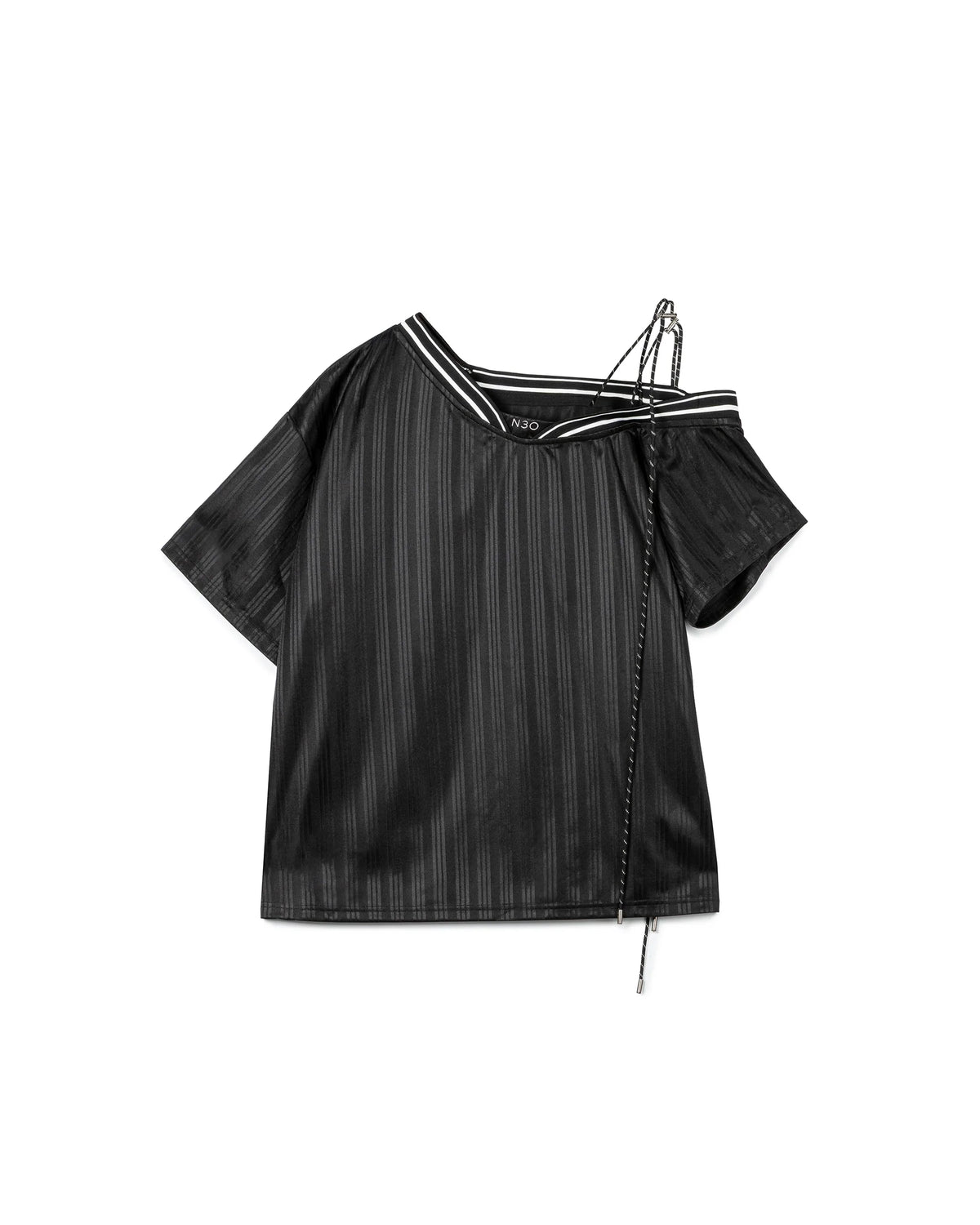 N E O Deconstructed Striped-Trim Technical Top - Black - BEV C multi label store