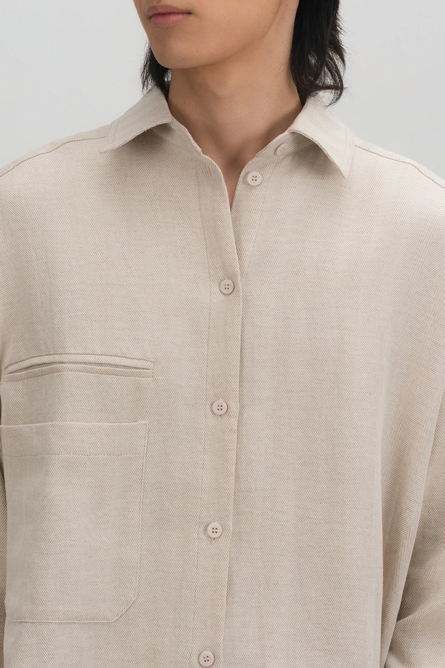 Gender Neutral Oversized Arm Long Sleeve Blouse (Linen Beige) - BEV C multi label store