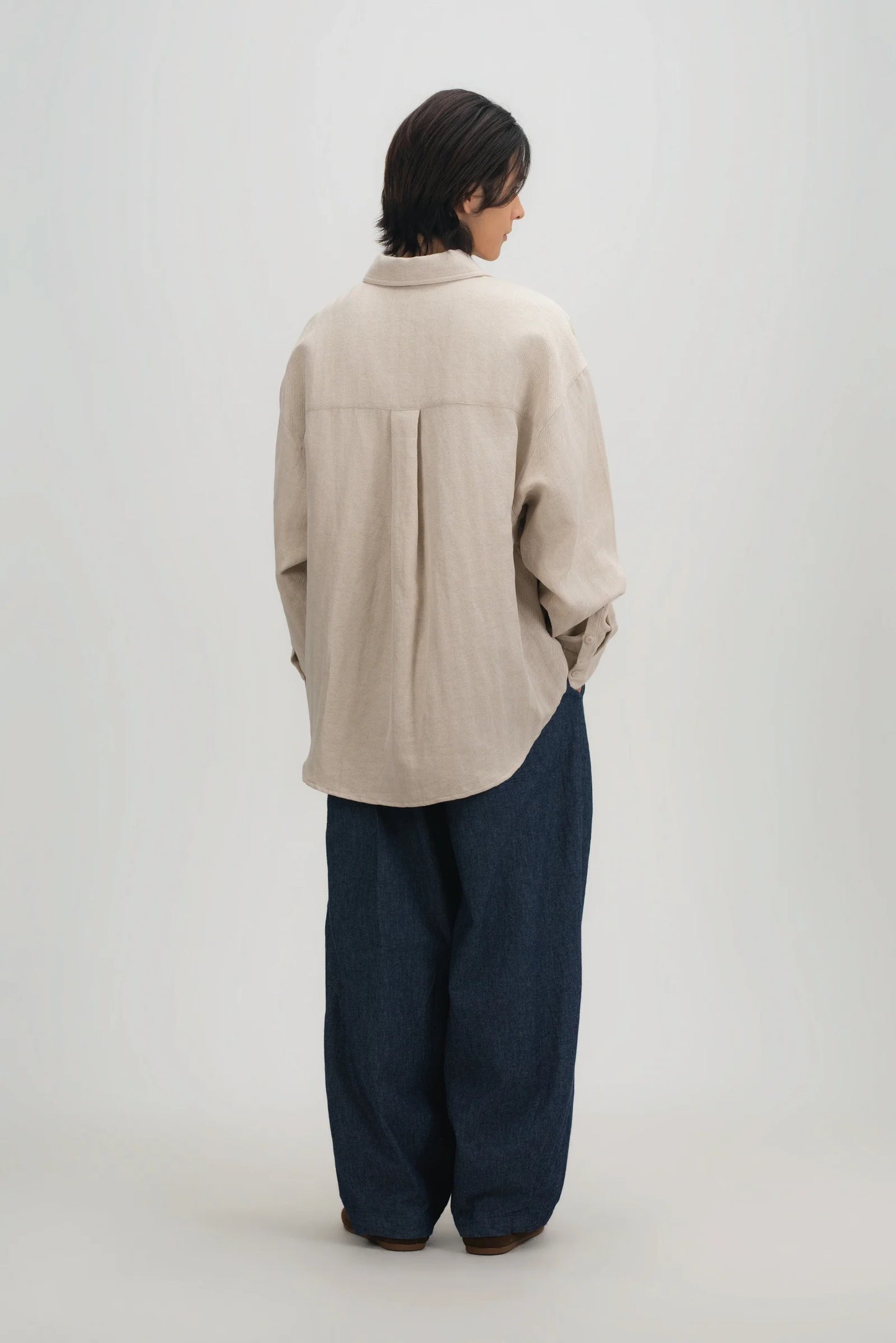 Gender Neutral Oversized Arm Long Sleeve Blouse (Linen Beige) - BEV C multi label store