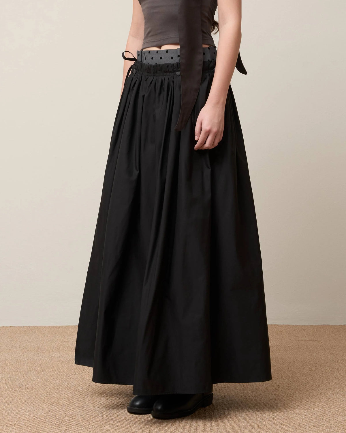 Vol.3 Ch.2 Flowing Double Layered Polka Midi Skirt - BEV C multi label store