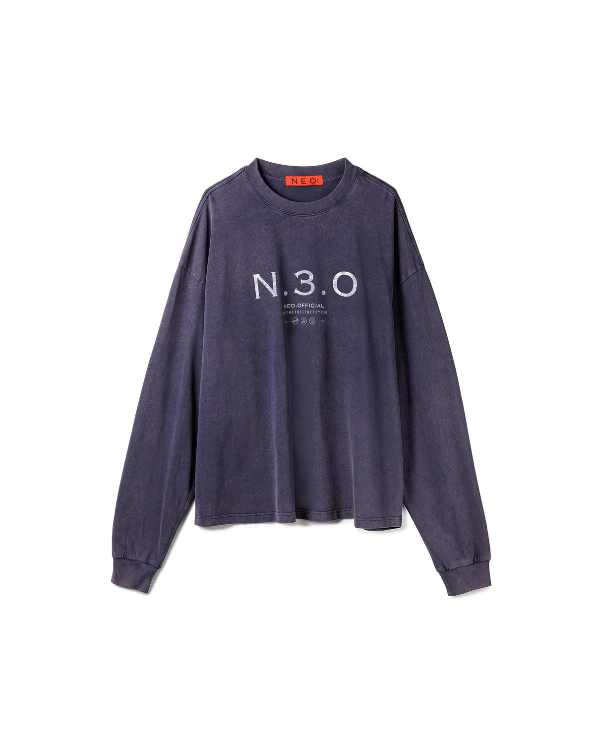 N E O Garment-Dyed Logo Long-Sleeve T-Shirt - BEV C multi label store