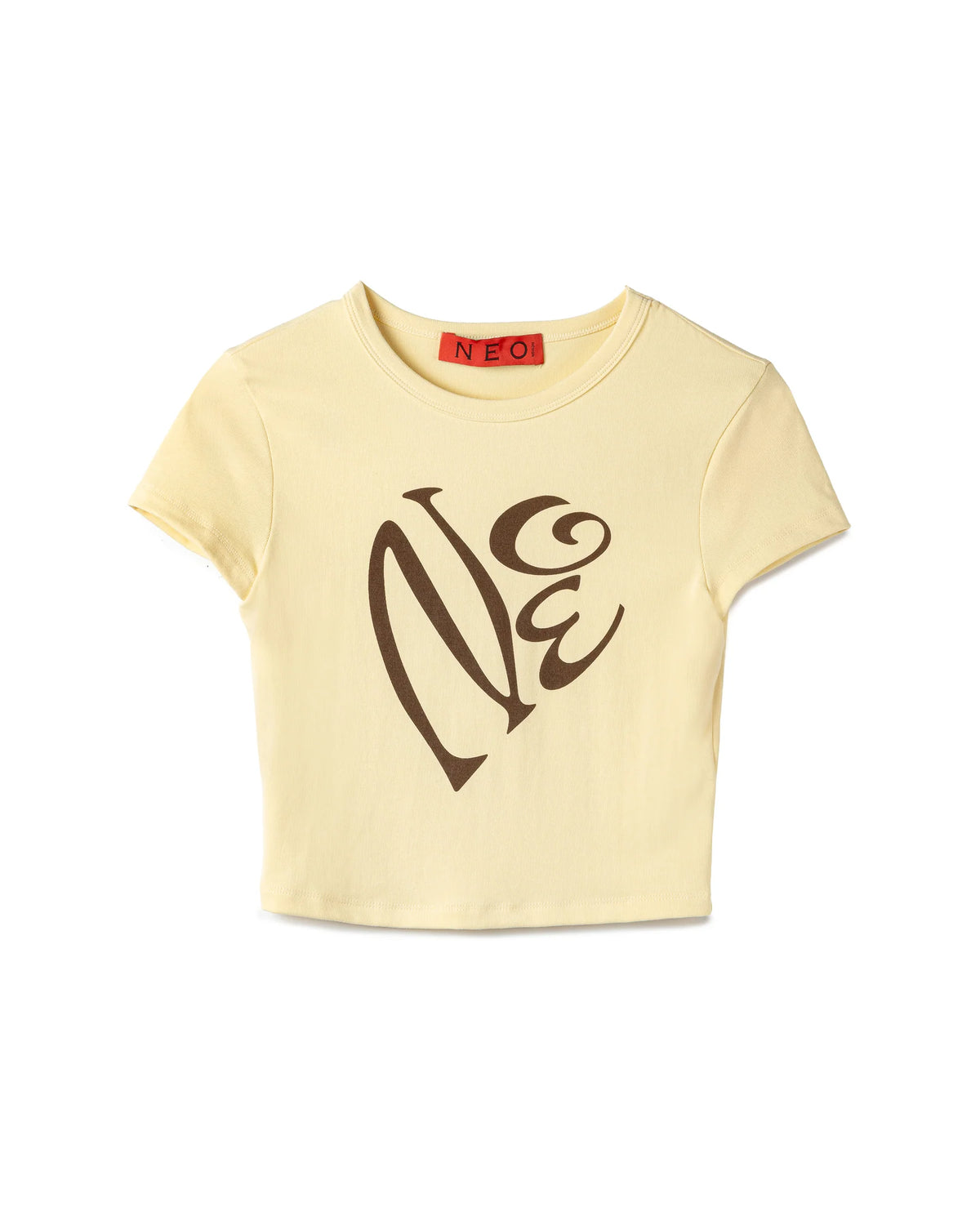 N E O Fitted Calligraphic Cropped T-Shirt - Yellow - BEV C multi label store