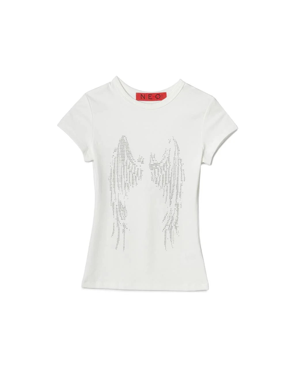 N E O Typographic Wing-Print Top - White - BEV C multi label store