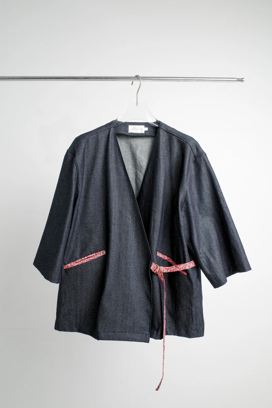 ROBE KIMONO JACKET IN DENIM WITH ROLLING HILLS (LIBERTY LONDON)