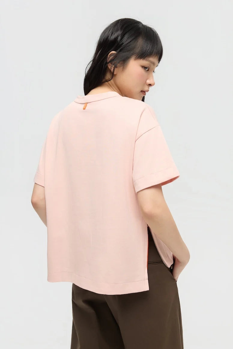 SOKKO ZIP TEE IN BLUSH PINK