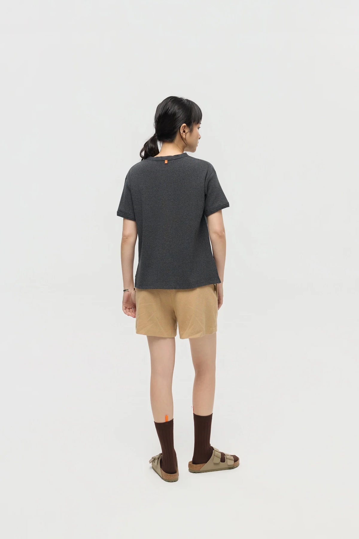 MILITARY HENLEY TEE IN CHARCOAL MARL