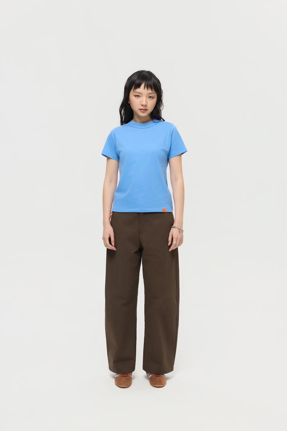 MOCK NECK TEE IN AZURE BLUE
