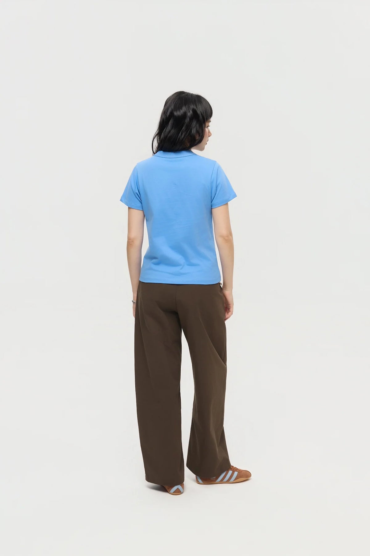 MOCK NECK TEE IN AZURE BLUE