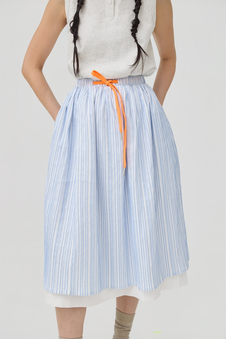 FUTAE SKIRT - BLUE SEERSUCKER - BEV C multi label store