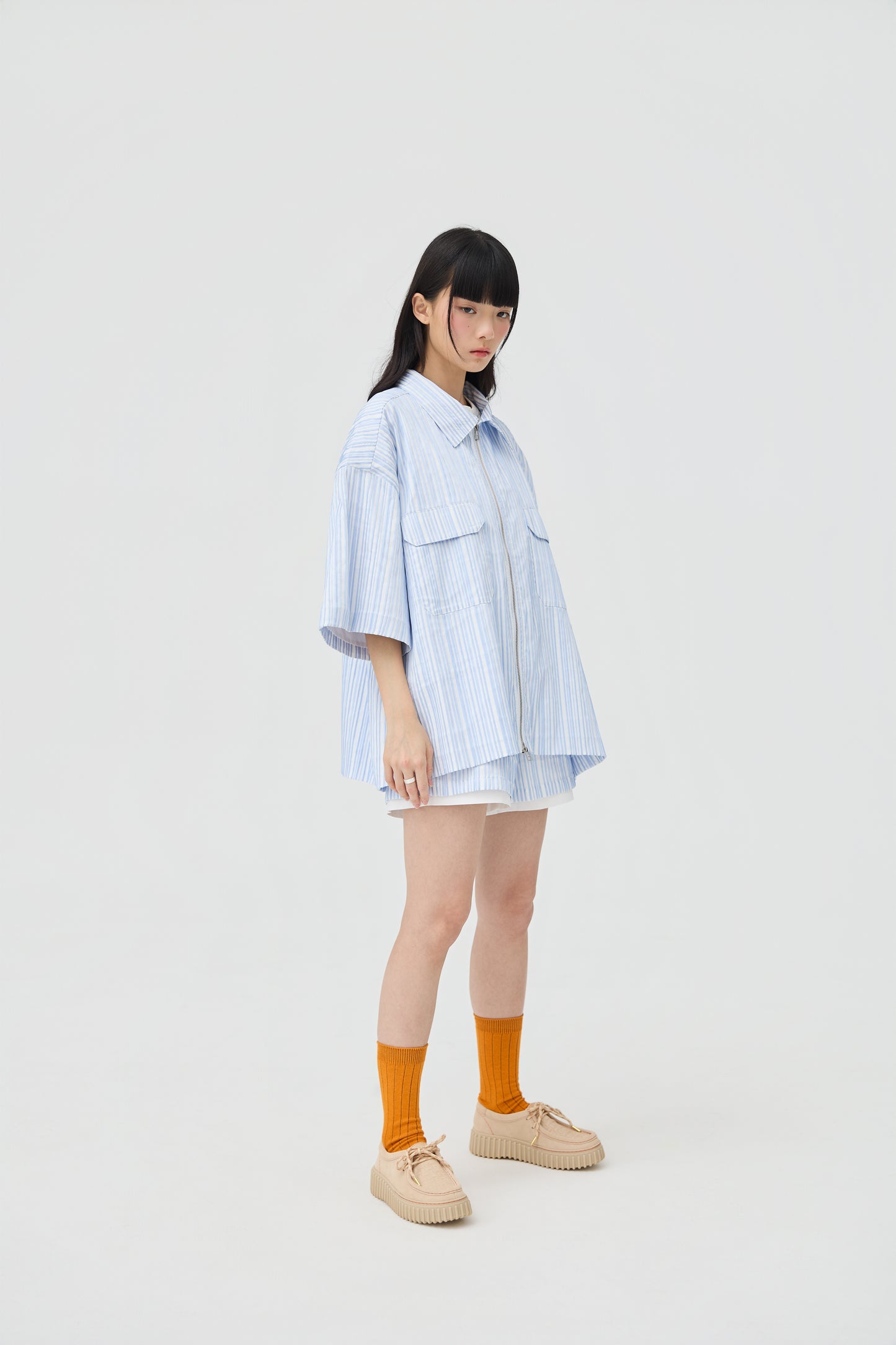 FUWA JACKET - BLUE SEERSUCKER - BEV C multi label store