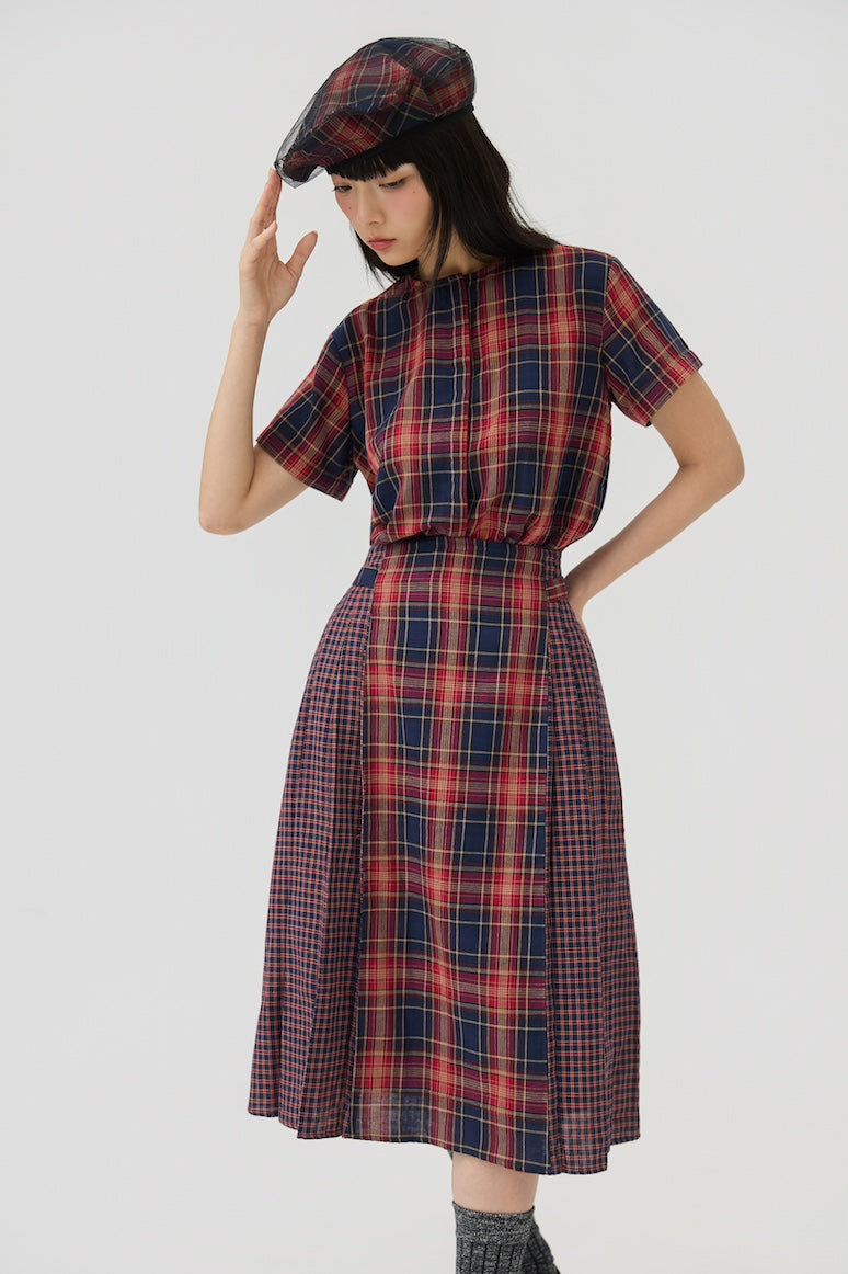GINRIN SKIRT - RED TARTAN DOUBLE GAUZE - BEV C multi label store