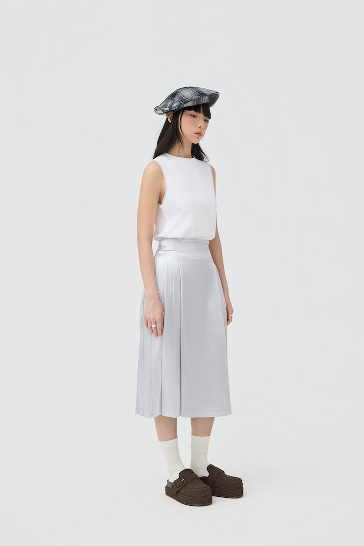 GINRIN SKIRT - SILVER SATIN