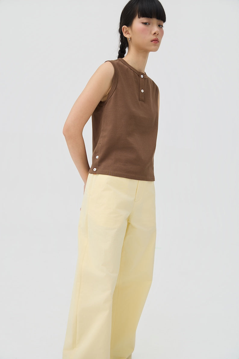 MUSUBI HENLEY TANK - CHOCOLATE - BEV C multi label store