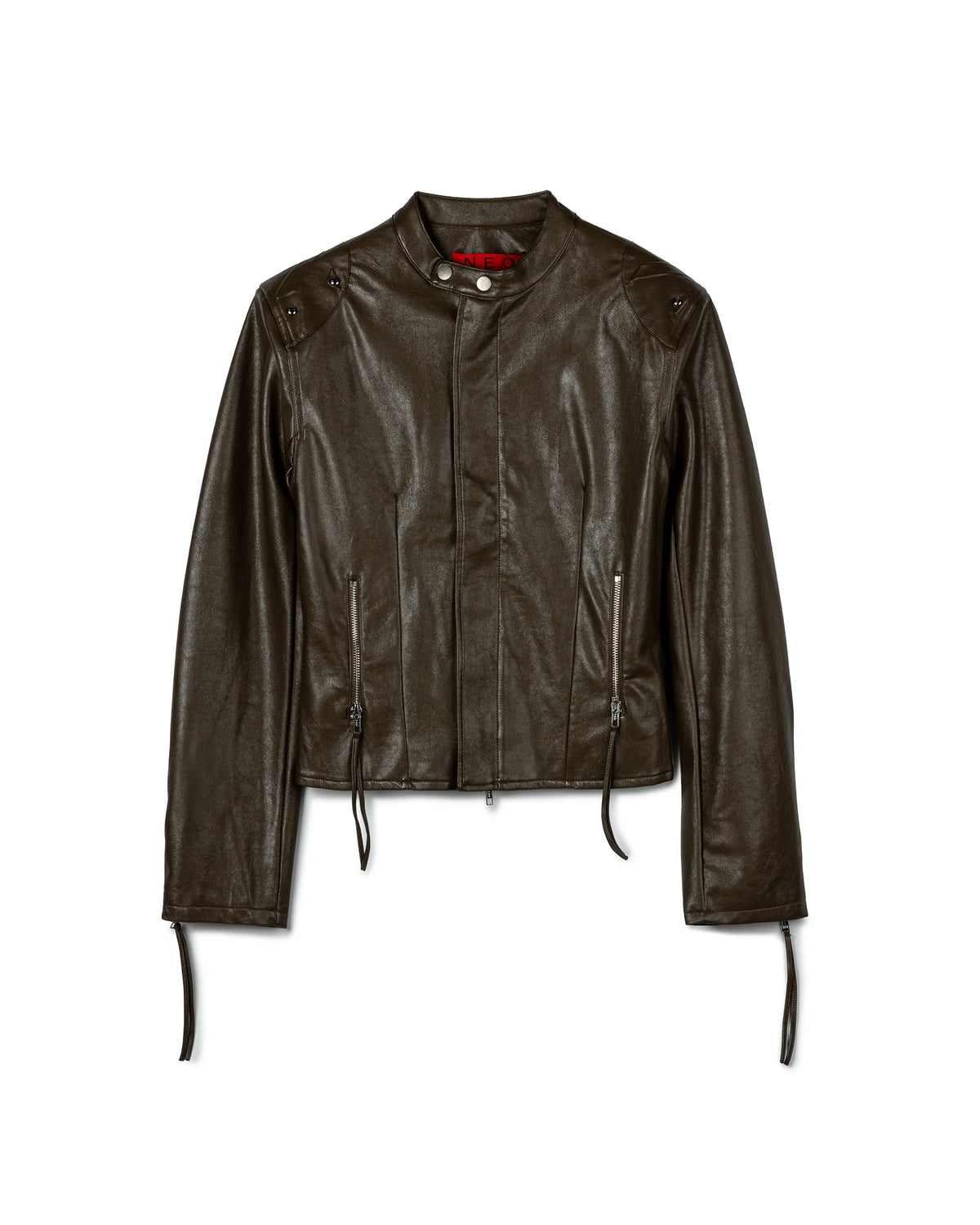 Vol.3 Ch.2 Plaid-lined Leather Jacket - Brown - BEV C multi label store
