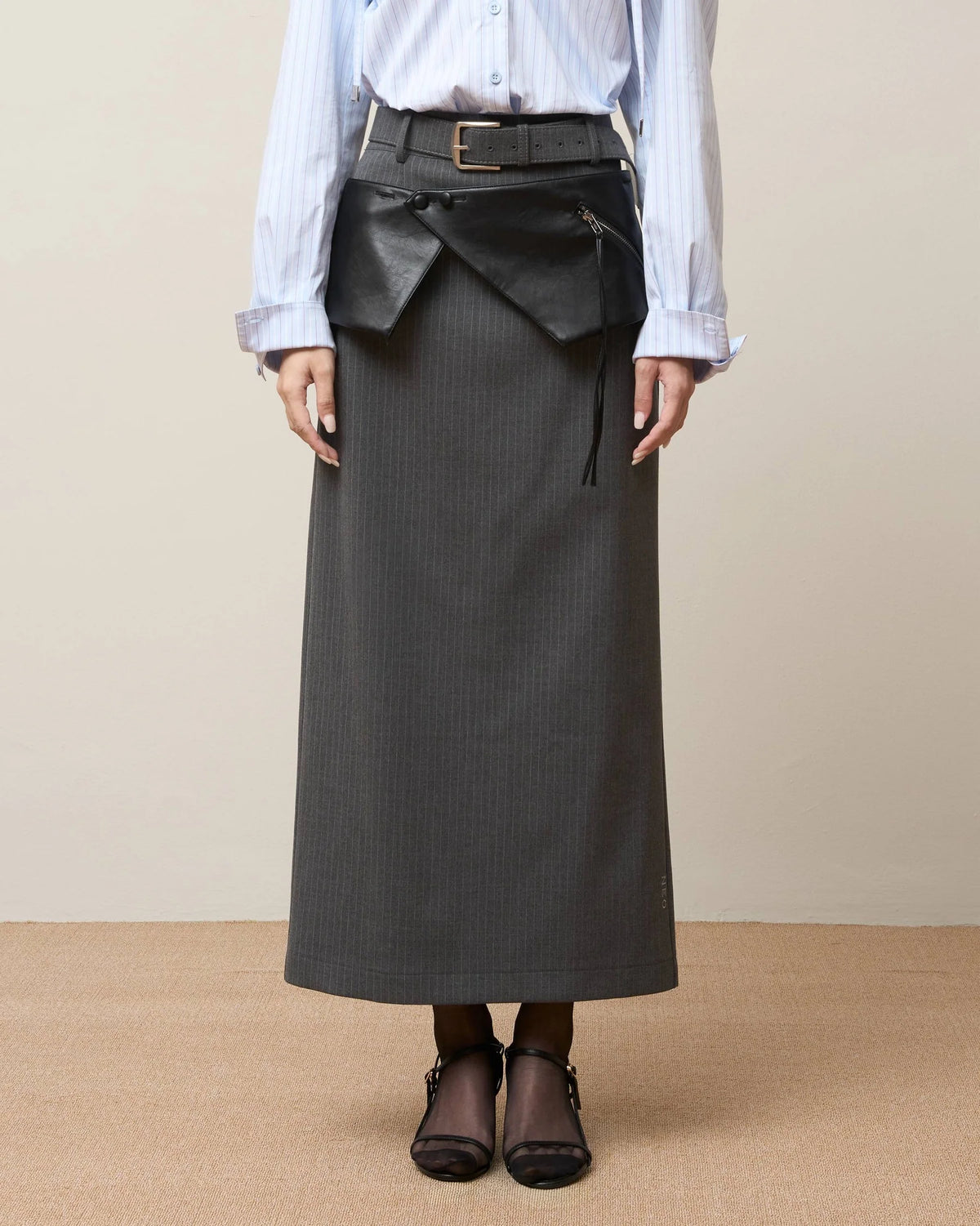 Vol.3 Ch.2 Tailored Pencil Skirt with Waist Belt - Purple - BEV C multi label store