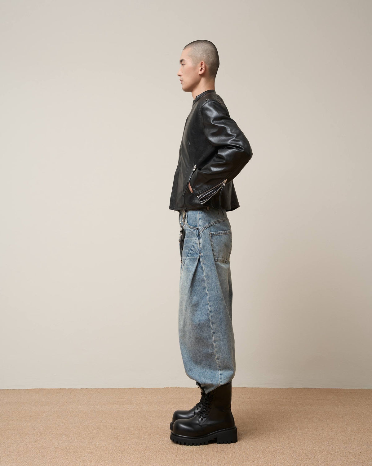 Vol.3 Ch.2 Plaid-lined Leather Jacket - Black - BEV C multi label store