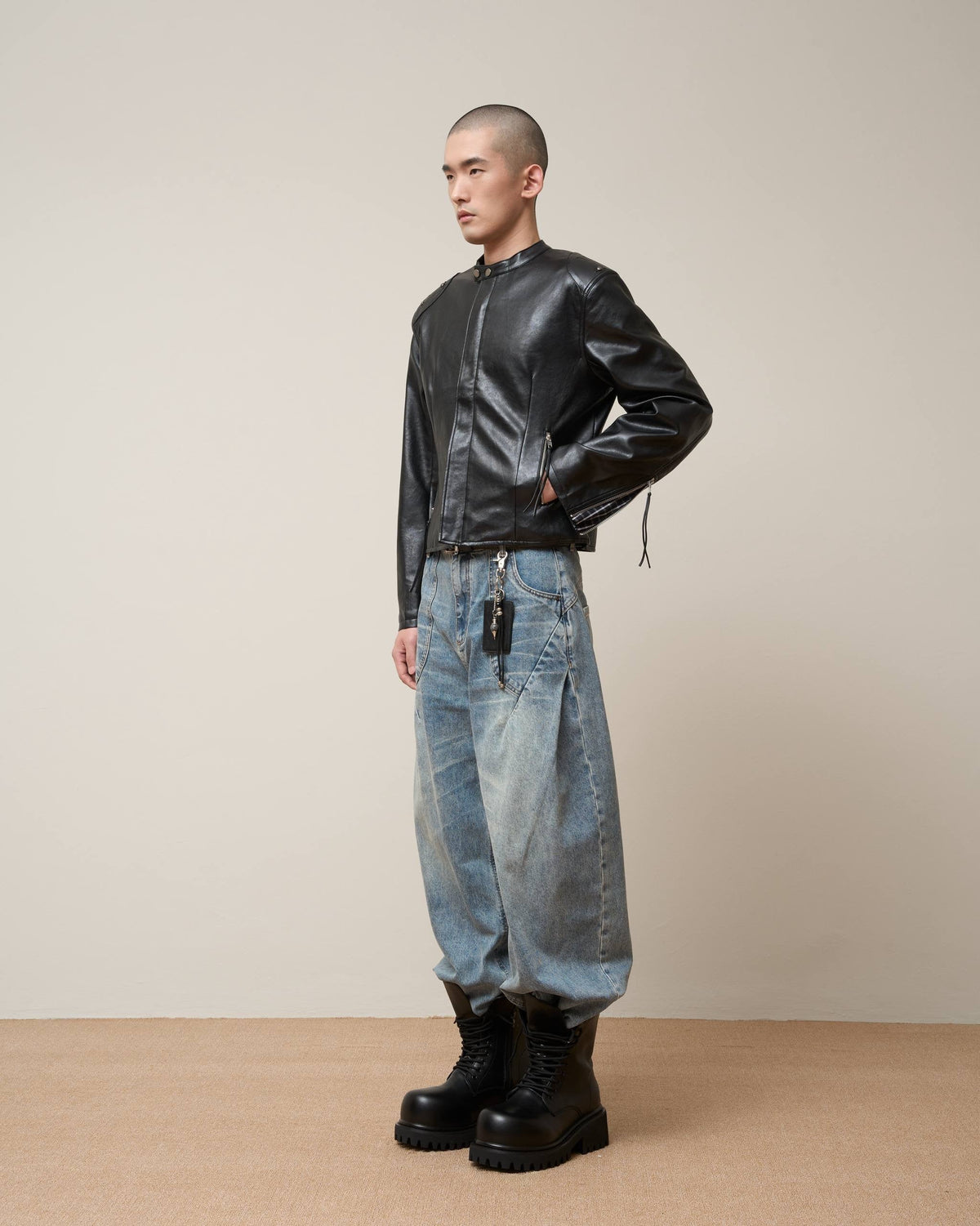 Vol.3 Ch.2 Plaid-lined Leather Jacket - Black - BEV C multi label store