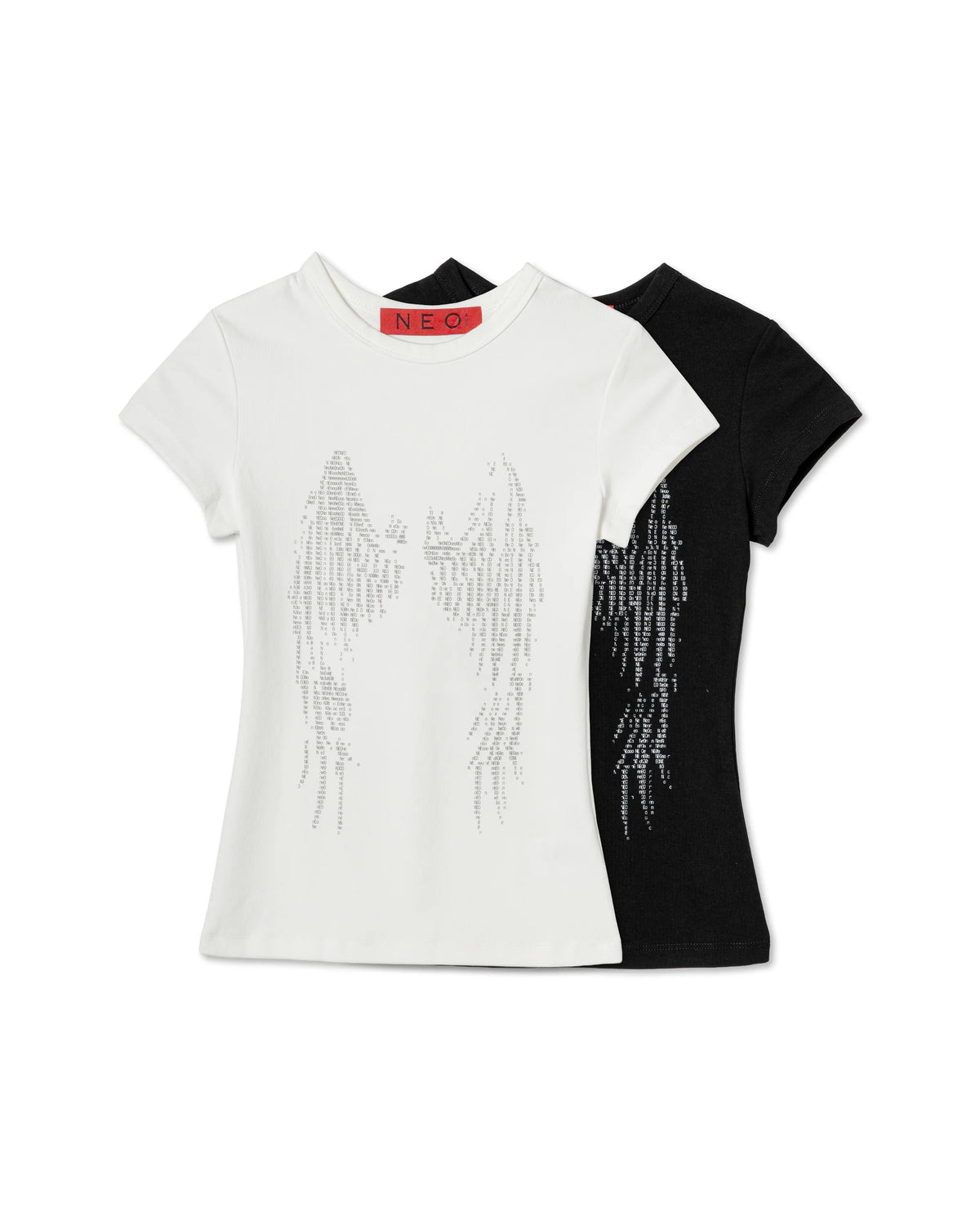 N E O Typographic Wing-Print Top - White - BEV C multi label store