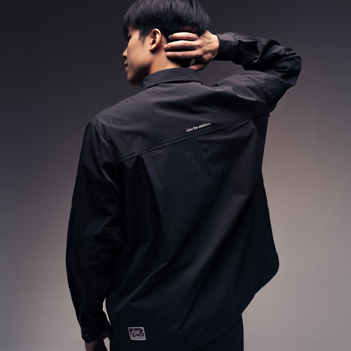 Seersucker Shirt Jacket / Nylon - Black