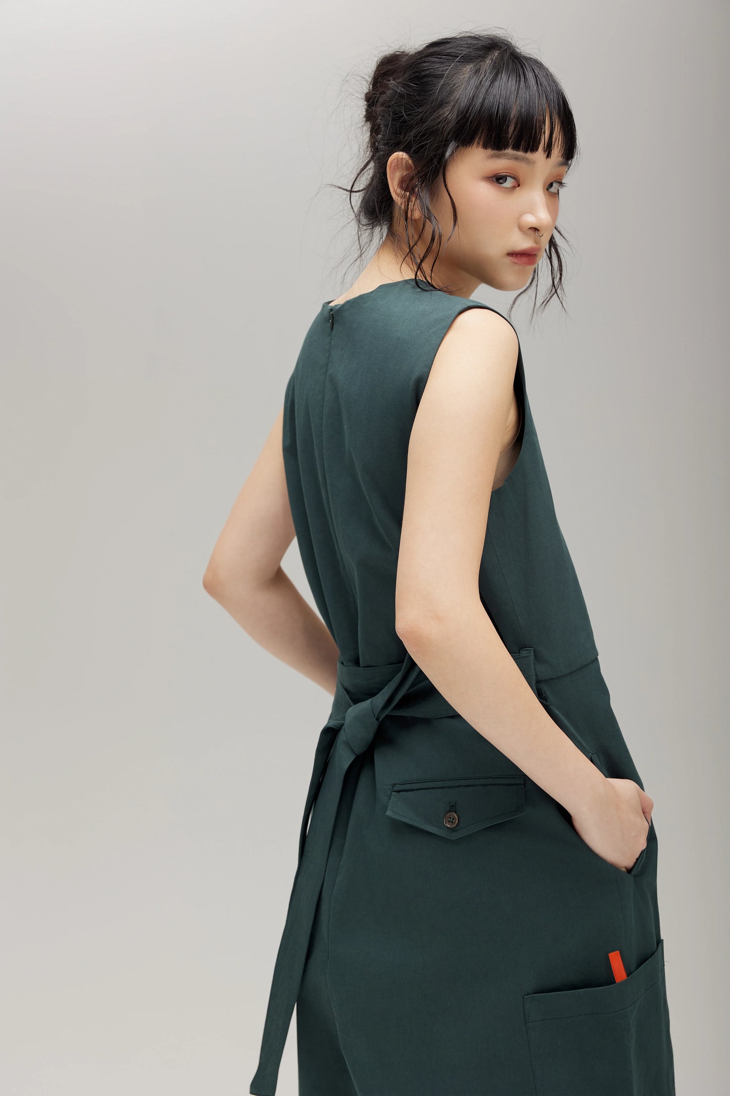 TRENCH JUMPSUIT IN FOREST GREEN