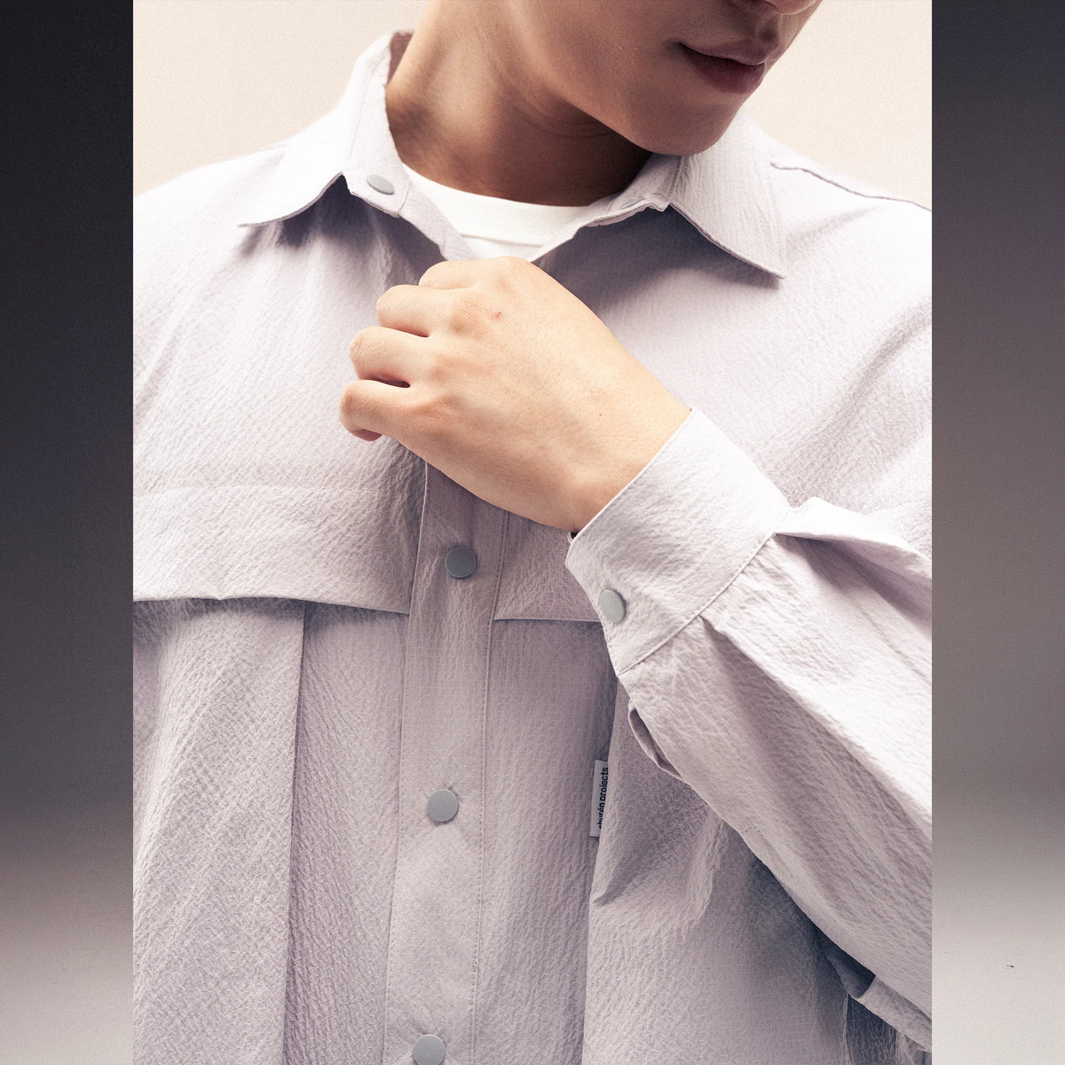 Seersucker Shirt Jacket / Nylon - Grey