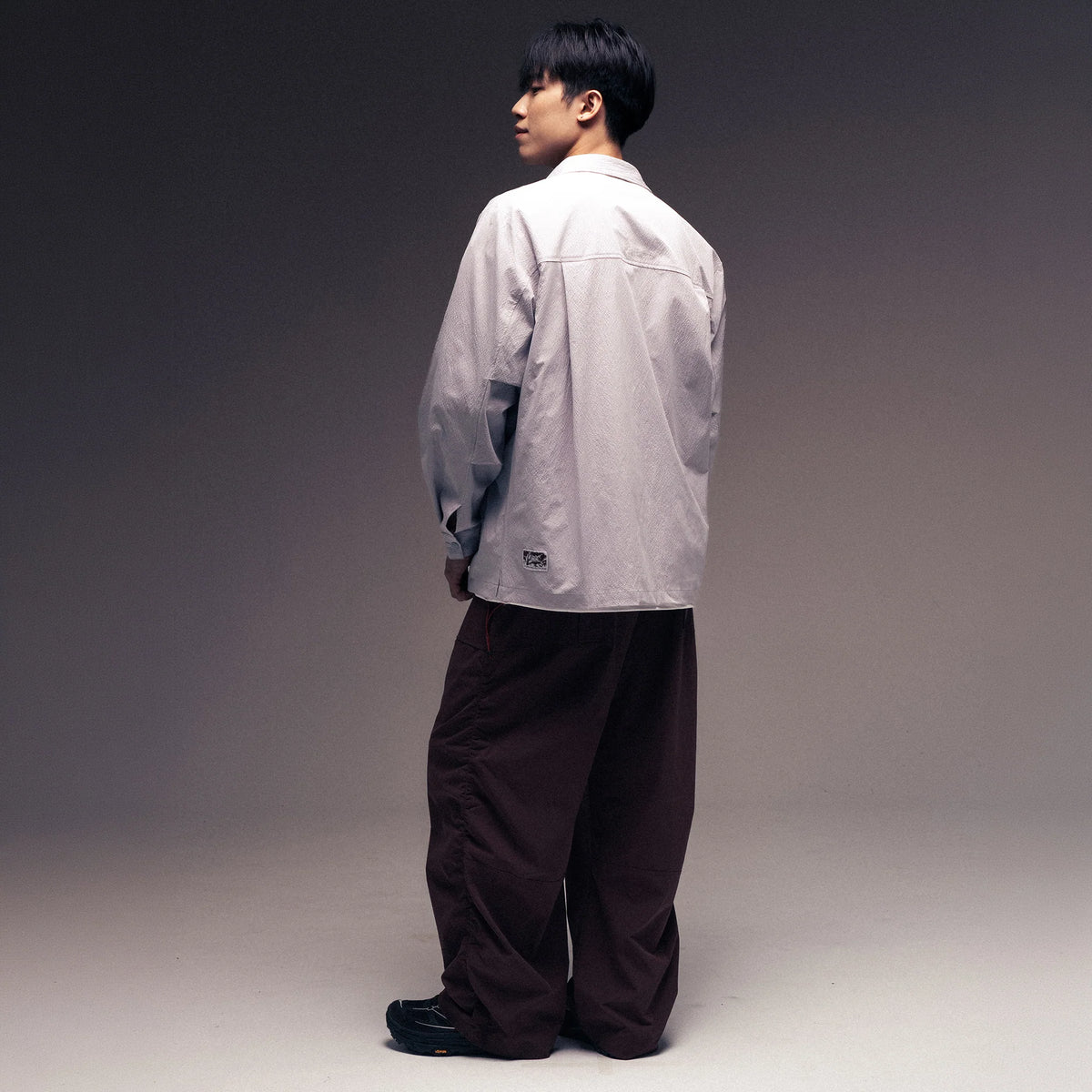 Seersucker Shirt Jacket / Nylon - Grey