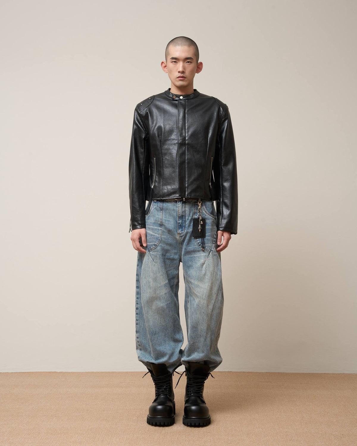 Vol.3 Ch.2 Plaid-lined Leather Jacket - Black - BEV C multi label store