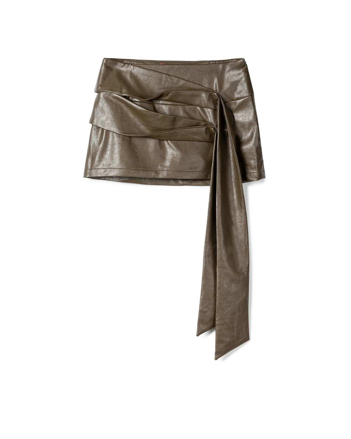 Vol.3 Ch.2 Asymmetrical Drape-Tie Mini Skirt - Brown - BEV C multi label store