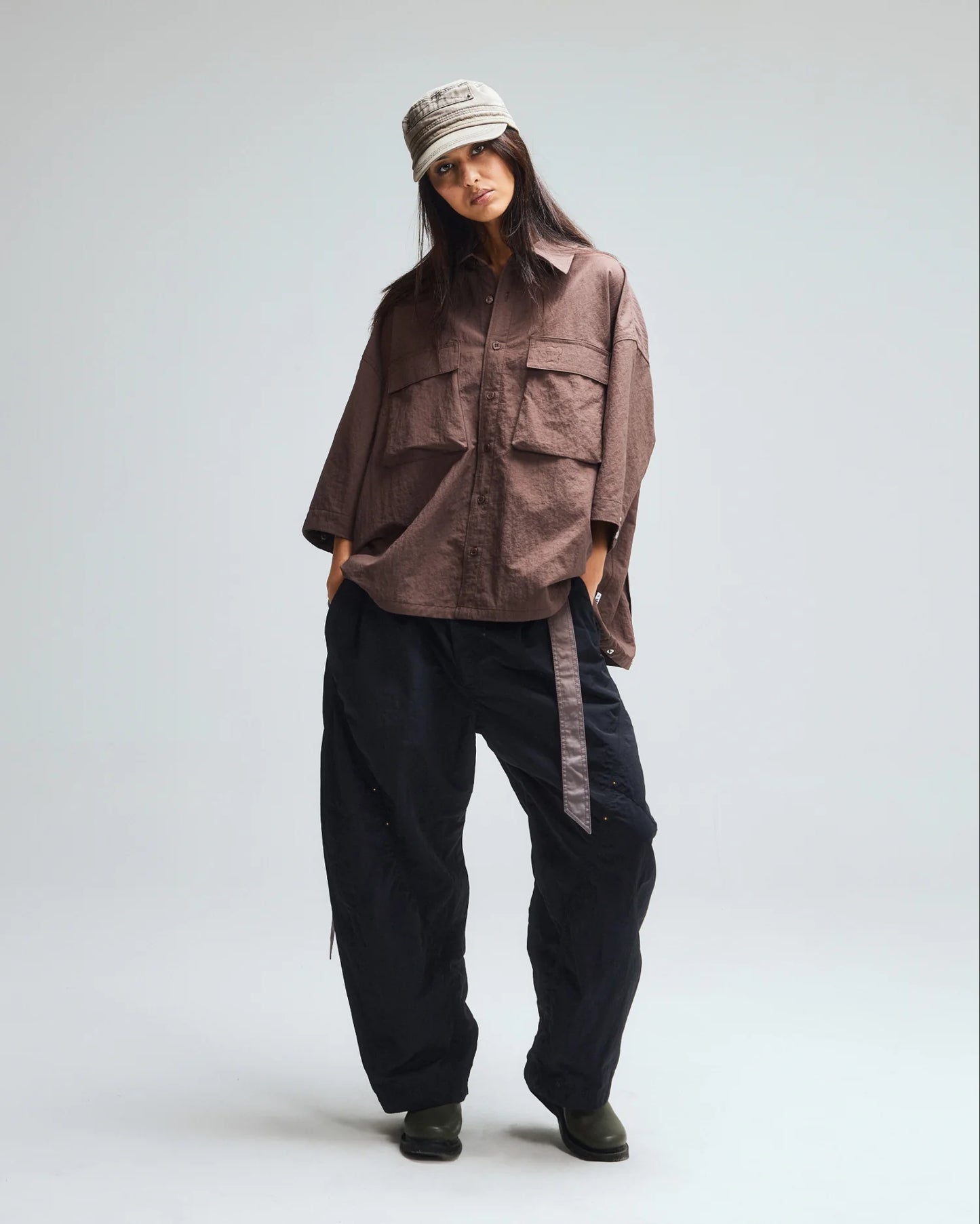 ABP. BIG BRO S/S SHIRT NYLON DARK BROWN - BEV C multi label store