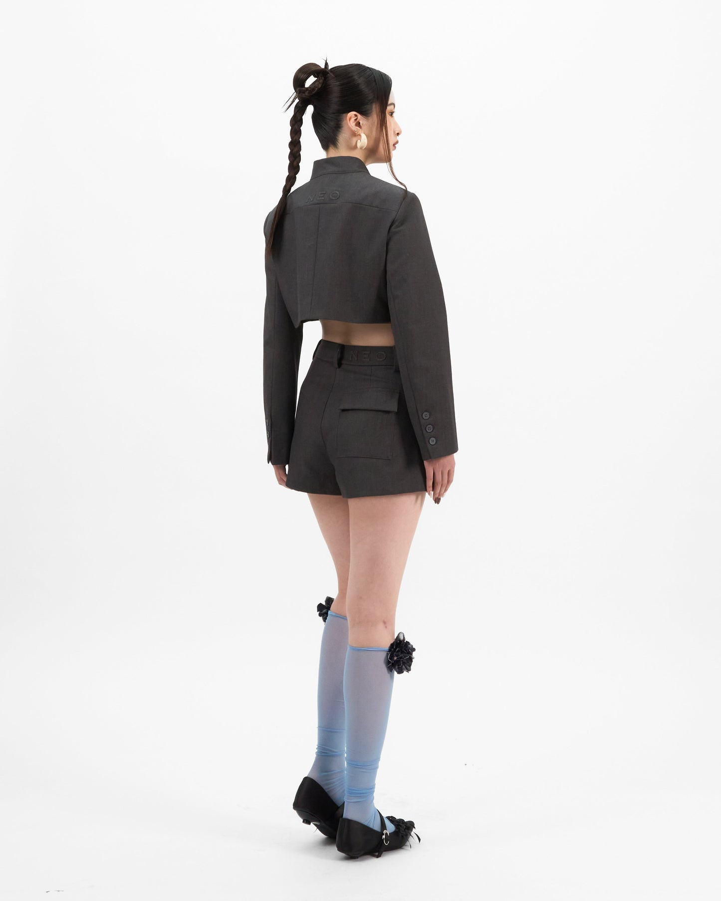 VOL.3_CH.1 Mandarin Cropped Suit - Grey - BEV C multi label store