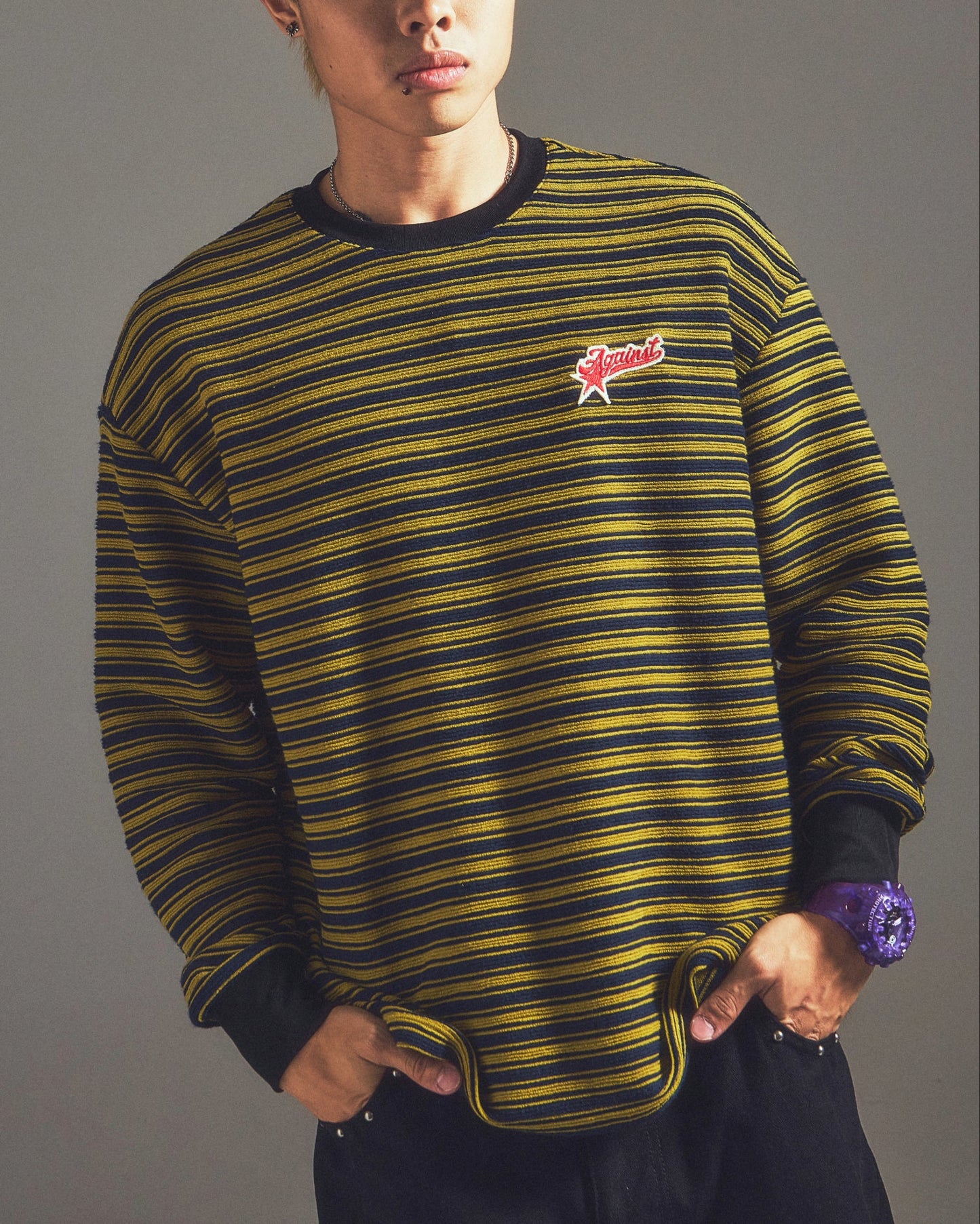 STRIPE STAR LOUNGE TEE YELLOW NAVY - BEV C multi label store
