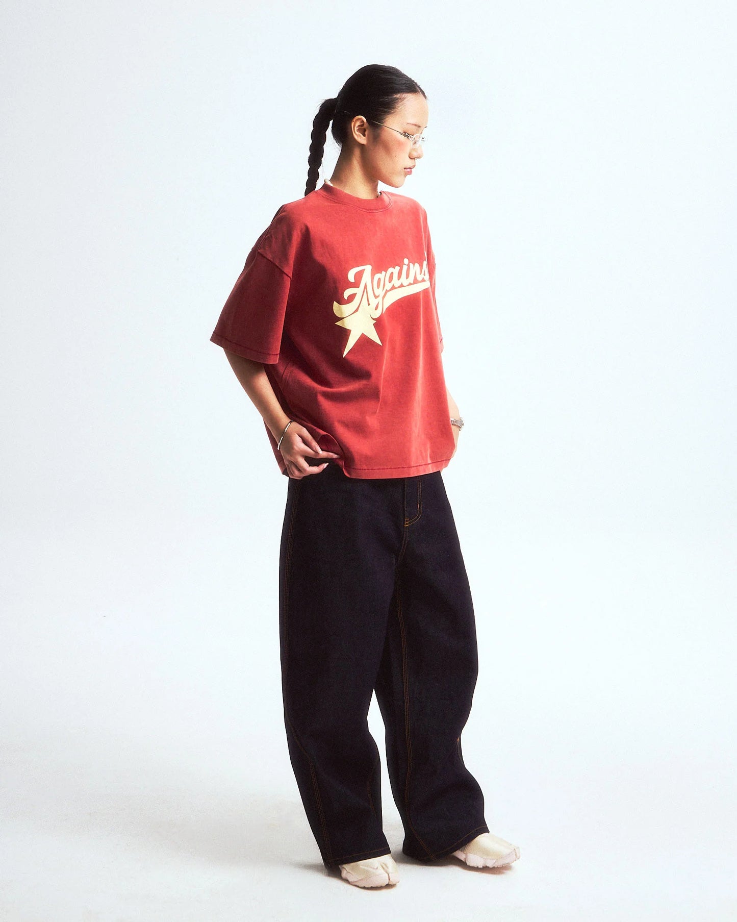 A-STAR WASHED BOXY TEE RED - BEV C multi label store