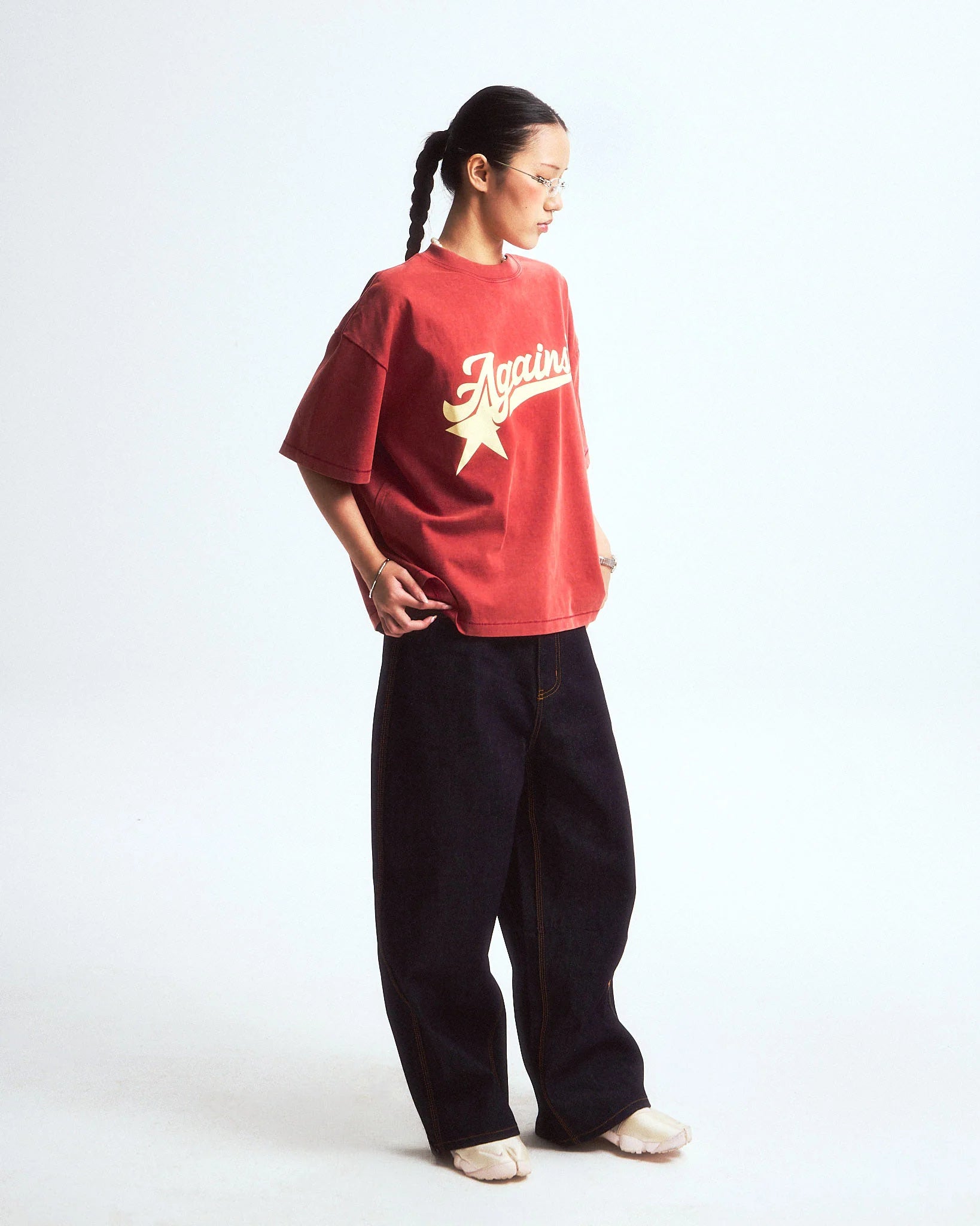 A-STAR WASHED BOXY TEE RED - BEV C multi label store