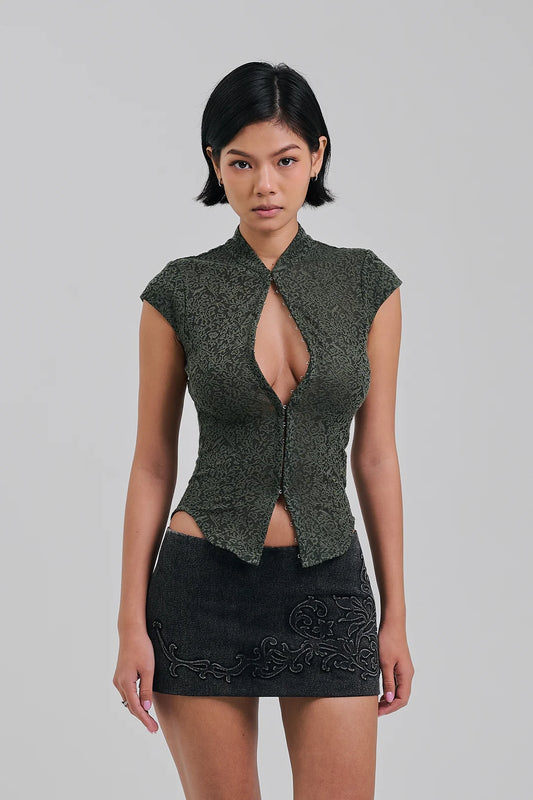 AMITY LACE TOP OLIVE