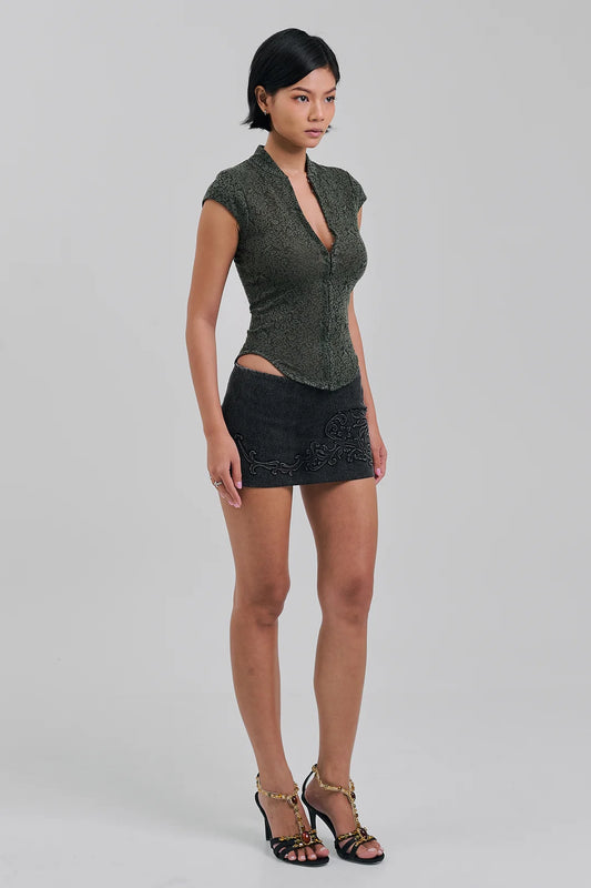 AMITY LACE TOP OLIVE