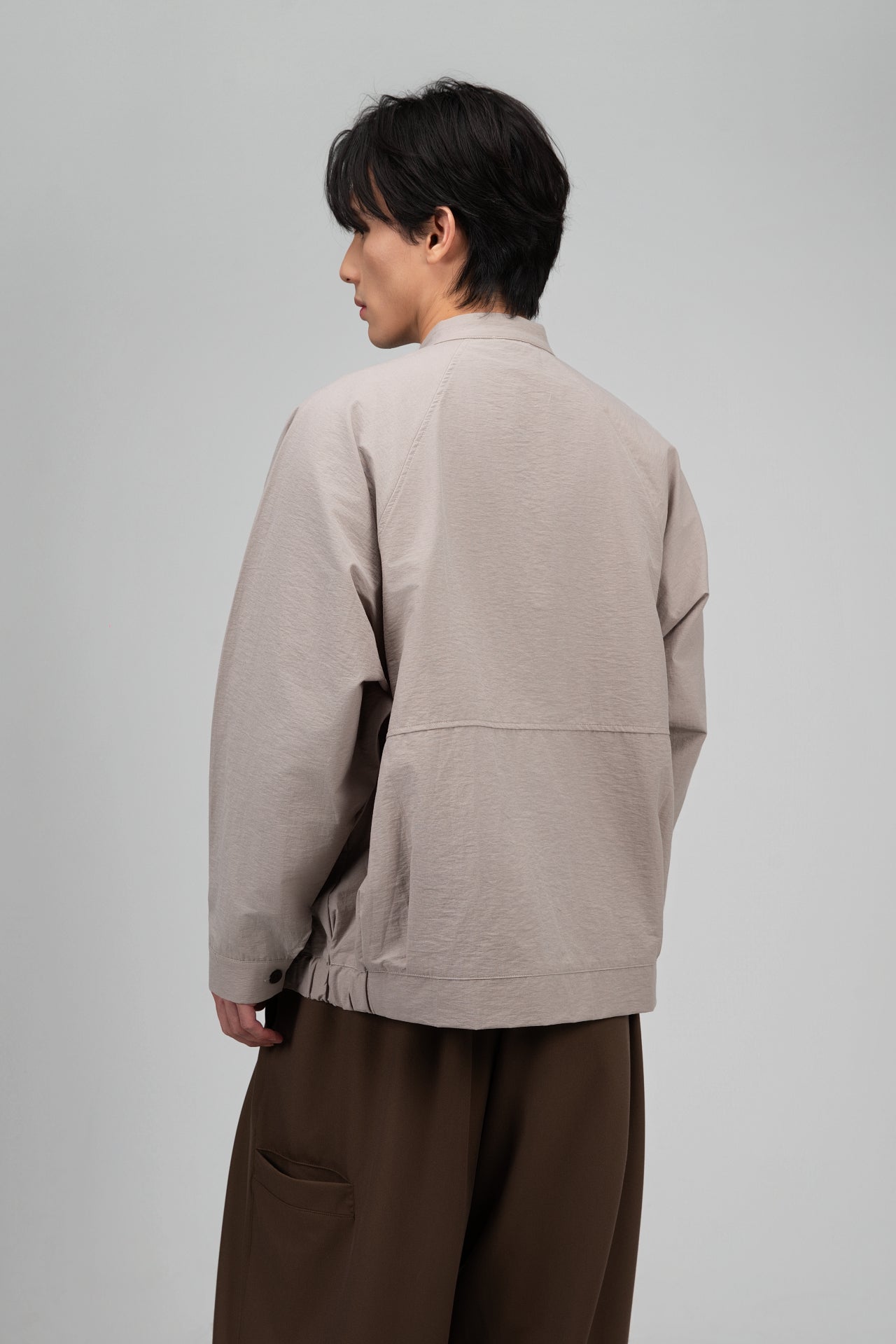Gender Neutral Mandarin Collar Outer Blouse (Oat Grey) - BEV C multi label store